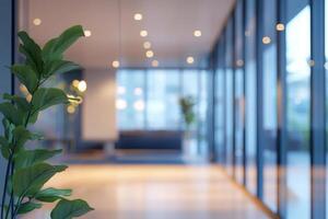 Blurred Modern Office Interior with Panoramic View for Contemporary Business Settings photo
