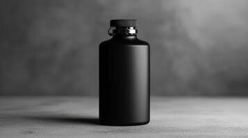 Sleek and Stylish Minimalist Black Stainless Steel Flask for On-the-Go Professionals and Outdoor Enthusiasts photo