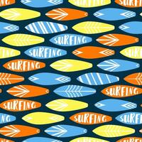 Seamless pattern background with bright surfboard vector