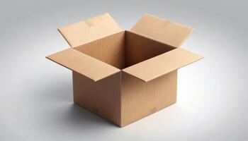un abierto cartulina caja visto desde arriba, sugerencia embalaje o entrega posibilidades, ideal para comercio electrónico, Envío servicios, y almacenamiento soluciones en márketing y Al por menor contextos. foto