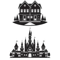 set of house silhouettes on isolated background vector
