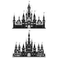 set of castle silhouettes on isolated background vector