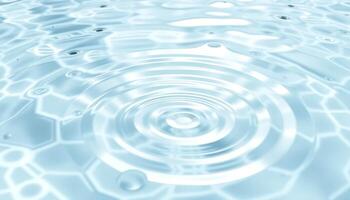 Top view of rippling water with a bright highlight. The concentric rings and clear liquid create a serene and refreshing scene. Ideal for water, purity, and nature-related themes. photo