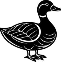 a black and white illustration of a duck vector