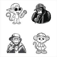 Playful Monkey Swinging Through Trees vector