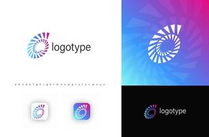 Abstract spiral logo with gradient effect, symbolizing motion, transformation, digital evolution. Ideal for tech startups, AI, blockchain, futuristic branding. logo vector