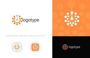 Abstract power button logo with fusion dots, symbolizing energy, activation, innovation. Ideal for technology startups, electronics, smart devices, energy-related businesses. logo vector