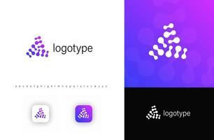 Abstract microorganism log, triangular fusion structure, symbolizing bacteria, viruses, microbiological research. Ideal for vaccine development, biotech, medical research. logo vector