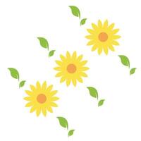 Yellow Sunflower and Green Leaf illustration Art, Simple Floral Design with Natural Elements, Isolated on White Background for Decorative Use vector