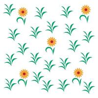Sunflower and Green Sprout Pattern Botanical Design Natural Elements Isolated White Background Decorative Use vector