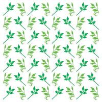 Green Leaves and Branch Pattern Two Shades Botanical Design Natural Elements Isolated White Background Decorative Use vector