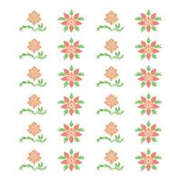 Peach Flower Pattern with Green Accents Botanical Design Natural Elements Isolated White Background Decorative Use vector