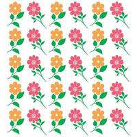 Pink and Orange Flowers Pattern Botanical Design with Natural Elements Isolated on White Background for Decorative Use vector