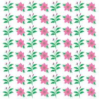 Pink Flower and Green Branch Pattern Botanical Design with Natural Elements Isolated on White Background for Decorative Use vector