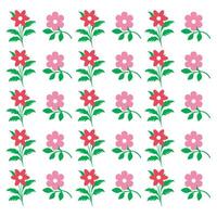 Red and Pink Flowers Pattern Botanical Design with Natural Elements Isolated on White Background for Decorative Use vector