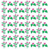Pink Flowers and Green Leaves Pattern Botanical Design with Natural Elements Isolated on White Background for Decorative Use vector