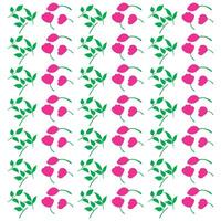 Pink Roses and Green Leaves Pattern Botanical Design with Natural Elements Isolated on White Background for Decorative Use vector