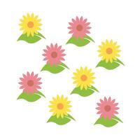 Pink and Yellow Floral Pattern Botanical Design with Natural Elements Isolated on White Background Decorative Use vector