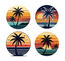 illustration of a set of tropical island icons, illustration of a set of beach icons vector
