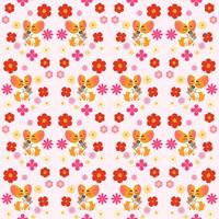 Bright seamless pattern featuring adorable corgis and colorful flowers on a soft pink background. Perfect for fabric, wrapping paper, wallpapers, greeting cards, and creative projects vector