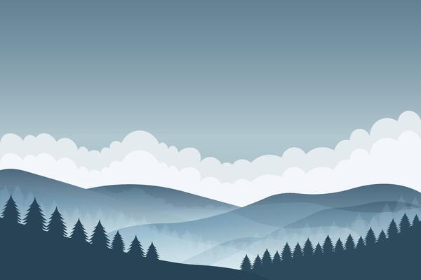 fog in mountains flat illustration.