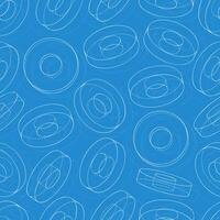 Seamless blueprint-style pattern showcasing industrial assembly systems and replaceable cutting inserts vector