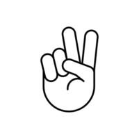 Hand gesture V sign for victory or peace line icon. Simple outline style for apps and websites. illustration on white background. EPS 10 vector
