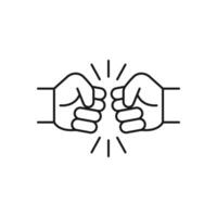 Fist bump line icon. Bro fist bump or power five pound outline style for apps and websites. Hand brother respect, impact, and handshake. illustration on white background. Editable stroke EPS 10 vector