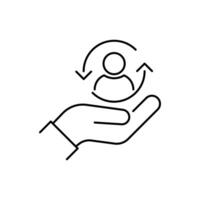 care customer icon in thin line style, customer inclusive service, line symbol isolated on white background vector
