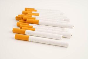 Cigarette, roll tobacco in paper with filter tube, photo