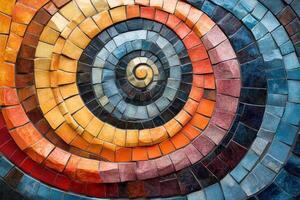 Abstract Mosaic Wall Featuring Spiraling Patterns for Modern Interiors photo