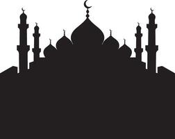 Silhouette of a mosque with domes and minarets. vector