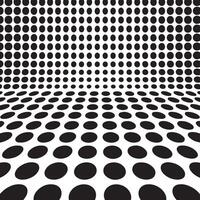 Abstract Black and White Dotted Pattern background with Perspective Optical Illusion vector
