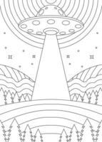 UFO Abduction Coloring Page vector