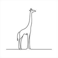 singel one line Giraffe silhouette on white background vector