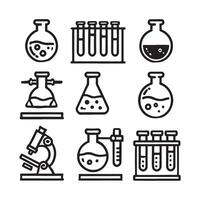 black single ione line Laboratory Flask icon bundle set silhouette on white background vector
