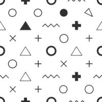 Fun black line doodle seamless pattern. Creative minimalist style art background for children or trendy design with basic shapes. vector
