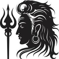 Lord Mahadev silhouette with cloudy background. Shravan. vector
