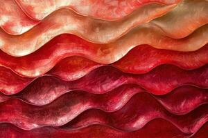 A red and orange abstract wall art piece photo