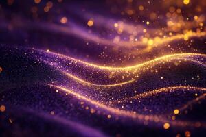 Golden waves on purple background photo