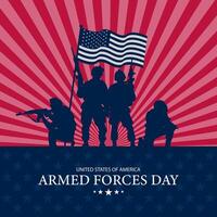 Armed forces day background with silhouettes of soldiers vector