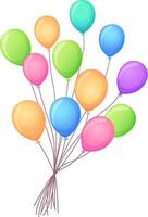 A large and cheerful bundle of bright helium balloons, adding a festive atmosphere to any design. Isolated on a white background. vector
