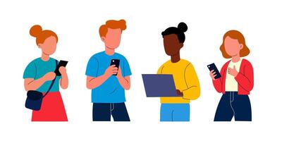 Diverse Group of People Using Technology vector