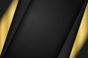 Black background overlap gold and black sheets, modern abstract widescreen background with place for your text or message vector