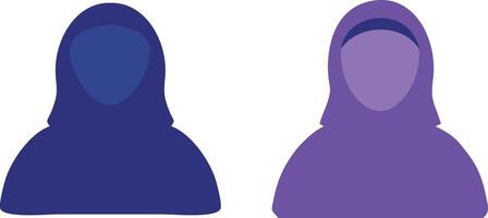 Two Silhouettes of Women Wearing Hijabs in Different Shades of Purple and Blue vector