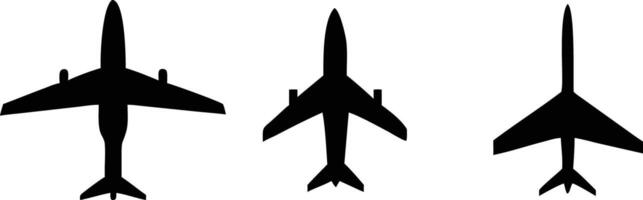 Comparison of Airplane Silhouettes Different Jet Aircraft Models vector