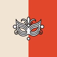 A striking masquerade mask with a split-color background, symbolizing elegance and drama. vector