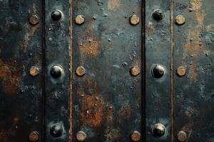 An old metal door with rivets and rivets photo