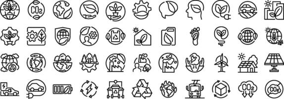Net Zero ecology Icons Set Line Editable vector