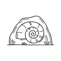 A mollusk fossil embedded in a rock inside a cave vector